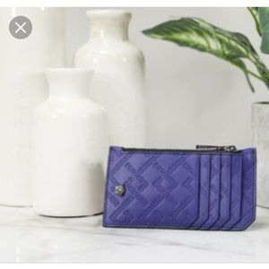 100% Authentic Versace Calf Leather Blue Medusa Greek Key Pattern Card Case